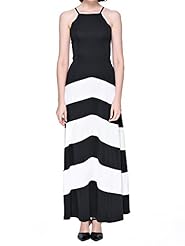 Sexy Polyester Striped Print Sleeveless Cocktail Evening Dress/Party Dress/Maxi Dress 