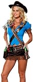 Dreamgirl Women's Sexy Cowgirl Costume, Blue/Brown, Medium