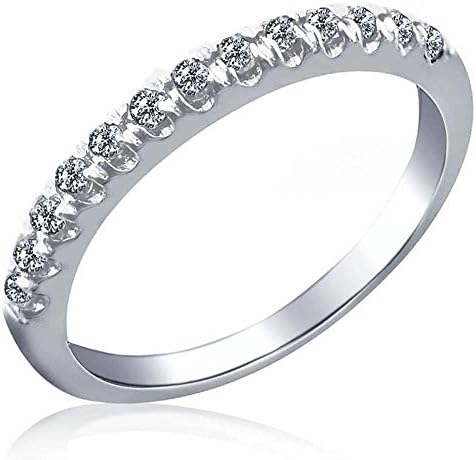Pave Set Diamond Wedding Anniversary Band 10k White Gold size 7.5 (1/4 Cttw, I Color I Clarity)