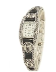 New Vintage Style Marcasite with Black Onyx Bracelet Watch