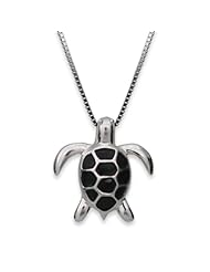 Black Shell Turtle Necklace Pendant with Chain (17mm)