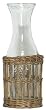 Hand Woven Grey Brown Willow Basket with Large Glass 46oz Carafe 4"D x 11"H Set / 2