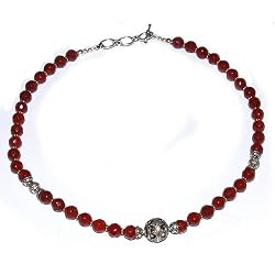 Gem Jewelry Sterling Silver Carnelian Necklace 19 inches (gnklcs330nklc)
