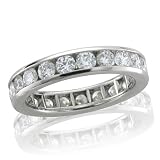Certified 18k White Gold Round Brilliant Cut Diamond Eternity Band Ring Size 6.5 (F-G, SI, 2.15 carat)