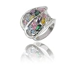 Bague en argent avec Oxydes - Argent fin - 925/1000 - 50