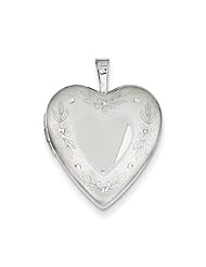 Sterling Silver 20mm Floral Border Heart Locket