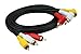 Triple RCA Stereo Audio and Video Cable - Right Angle to Straight 3.2ft / 1 Meter