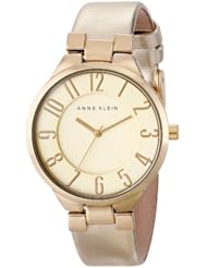 Anne Klein Womens AK/1632CHGD Easy-to-Read Dial Gold-Tone Metallic Strap Watch