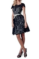 Charmeuse Belted Lace Natural   Waistline Homecoming Dress/Little Black Dress 