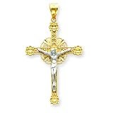 14k Two-tone Diamond-cut Crucifix Pendant