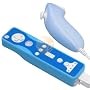 2 Tone Silicone Skin Case for Nintendo Wii Remote Control & Nunchuk - Blue and Solid Blue