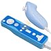 2 Tone Silicone Skin Case for Nintendo Wii Remote Control & Nunchuk - Blue and Solid Blue