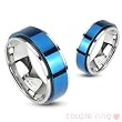 316L Stainless 2 Tone Double Layered Ring with Blue IP Spinning Center