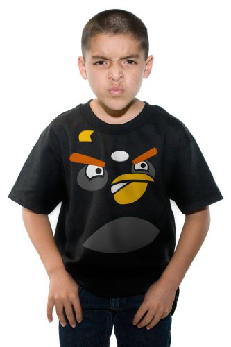 Angry Birds Black Bomber Face Boys T-Shirt