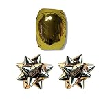Gift Wrap/Present Wrapping Set - Gold Ribbon & 2 Gold Bows