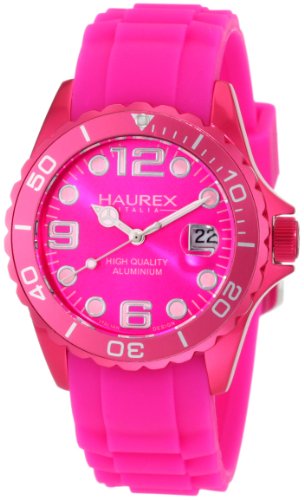 Haurex Italy Women's 1K374DP2 Ink Hot Pink Rubber Band Aluminum Watch
