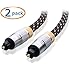 Cable Matters 2-Pack, Toslink Digital Optical Audio Cable with Metal Connectors and Braided Jacket 3 Feet