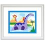 Olive Kids FW-DINO-301 Dinosaurland Brontosaurus Framed Print - White