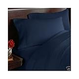 Solid Navy 450 Thread Count cal king size Attached Waterbed Sheet Set with Pole attachments 100% Egyptian Cotton By sheetsnthings