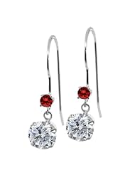 1.13 Ct Round I/J Diamond Cognac Red Diamond 14K White Gold Earrings