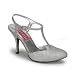 3 1/2 Inch Heel Silver Glitter Sandal Pump Shoes Sexy High Heel T-Strap Shoes