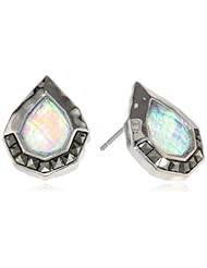 Judith Jack "Color Stud Item" Sterling Silver, Marcasite and Blue Opal Stud Earrings