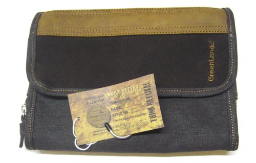 Geschenk-Set Postkarte und Greenland Oilskin braun Kulturbeutel Kulturtasche