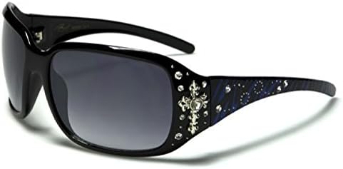 Romance Blue Glitter Cross Rhinestone Sunglasses
