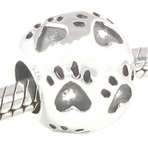 .925 Sterling Silver Engraved Puppy Dog Paw Print Charm