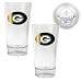 Green bay Packers NFL 2pc Pint Ale Glass Set with Football Bottom - Oval Logo
