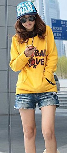パーカー スウェット フード 春色　フード付き フリース 韓国セレブ　パーカー　大きいサイズ　カジュアル　コットン　カワイイ　セレブ風　スウェット生地　シンプル　ガーリースタイル　　 イエロー (オリジナル・ブレスレットとサシェセット)