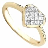 0.25 Ct.T.W. Princess Cut Diamonds, 14Kt. Yellow Gold. Diamond Heart Ring