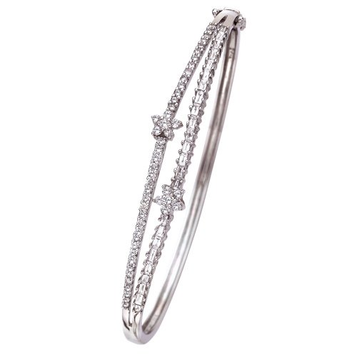 14K White Gold 1 3/8 ct. Diamond Bangle Bracelet (Higher Quality)