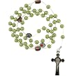 Green Faux Pearl Link Rosary Necklace - 24 in Necklace - 8mm Beads