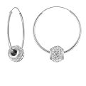 Sterling Silver Crystal Ball Hoop Earring -White