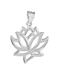 10k White Gold Lotus Flower Pendant