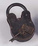Large Metal Antique Reproduction Lock with 2 Keys 11" x 6"
