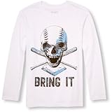 THE CHILDREN'S PLACE(ザ・チルドレンズプレイス) ベースボールスカルグラフィックティ ホワイト トップス長袖Tシャツ 14歳【並行輸入】