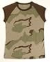 Womens Tri-Color Camo 2-Tone Raglan Tee Size XSMALL