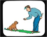 Mouse Pad with man, human, body, individuals, individual, persons, humans, golf, people, person, dog, ball, puppy