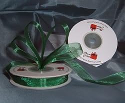 Sheer Organza Ribbon Mono Edge - 3/8" - 25 Yards (75 FT) - Green