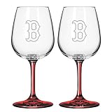 Boston Red Sox MLB Baseball Team Set of 2 Wine Glasses