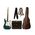 Austin Bazaar Double Cutaway Metallic Blue Electric Guitar with 5 Watt Amp - Beginner Kit
