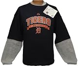 4XL Tall MLB Detroit Tigers Screenprint T-shirt Navy Blue with Gray Under Layer 4XLT