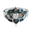 FOJO's Abalone and Clear CZ Floral Ring