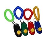 Big Button Pet Dog Cat Training Clickers, click with wrist bands – 4 Pack