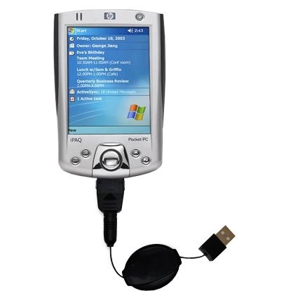 Retractable USB Cable for the HP iPAQ h2200 h2215 h2210 Series with Power Hot Sync and Charge capabilities - uses Gomadic TipExchange Technology