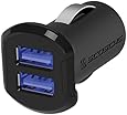 SCOSCHE USBC242M 12 Watts per port (24W/4.8A total output) USB Car Charger- The FASTEST CHARGE RATE for Apple and Android Devices-Retail Packaging-Black