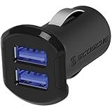 SCOSCHE USBC242M 12 Watts per port (24W/4.8A total output) USB Car Charger- The FASTEST CHARGE RATE for Apple and Android Devices-Retail Packaging-Black