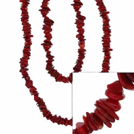 Red Genuine Sea Bamboo Coral Chip One Strand Layer Necklace 36
